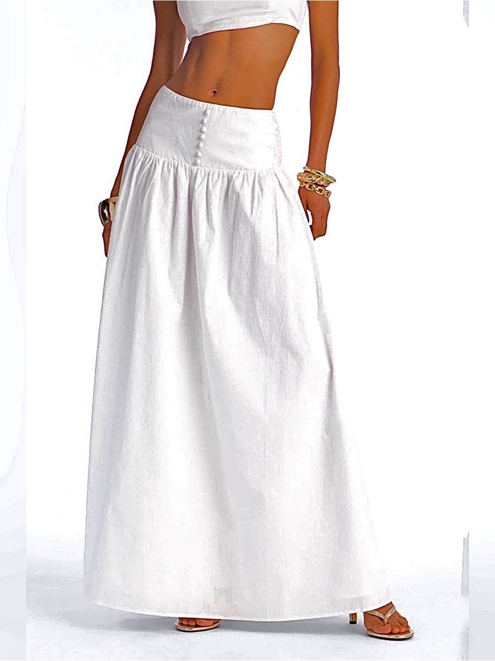 Fashion Nova Brigitte Poplin Drop Waist Maxi Skirt - White